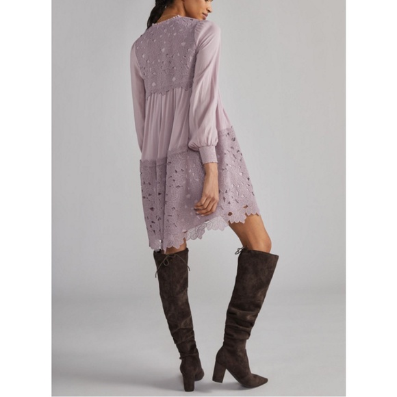 Anthropologie Embroidered Lace Tunic Dress Sz Large - Picture 2 of 5